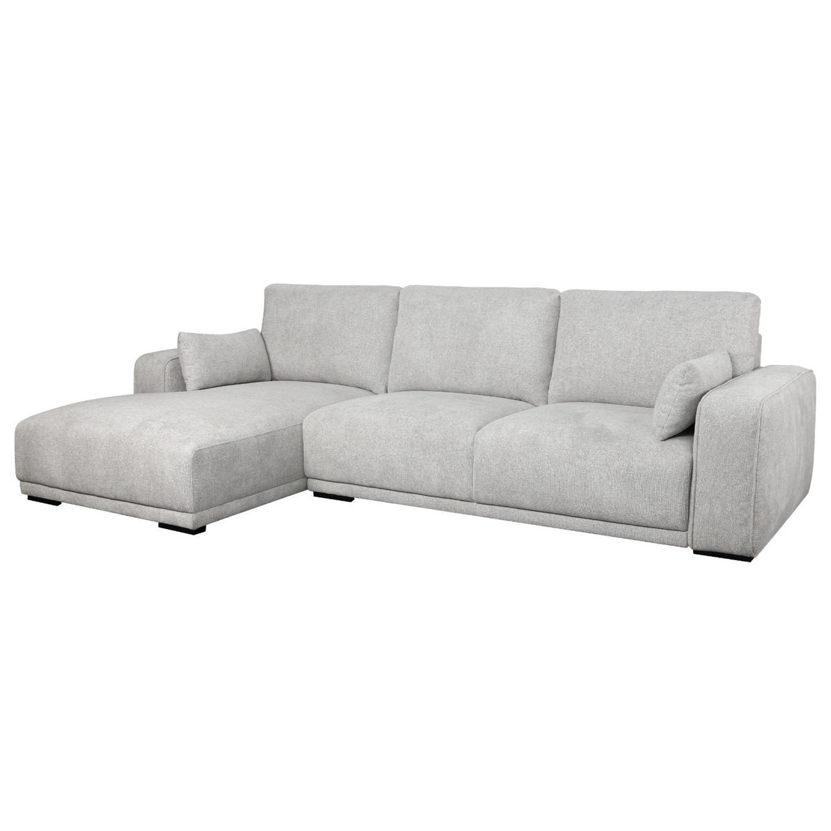 ECKSOFA Webstoff Grau - Schwarz/Grau, Holz/Textil (105/305cm) - Furnhouse