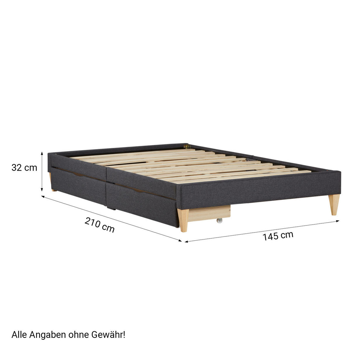 POLSTERBETT mit Stauraum 140/200 cm in Grau - Grau, Textil (140/200cm) - Homestyle4u