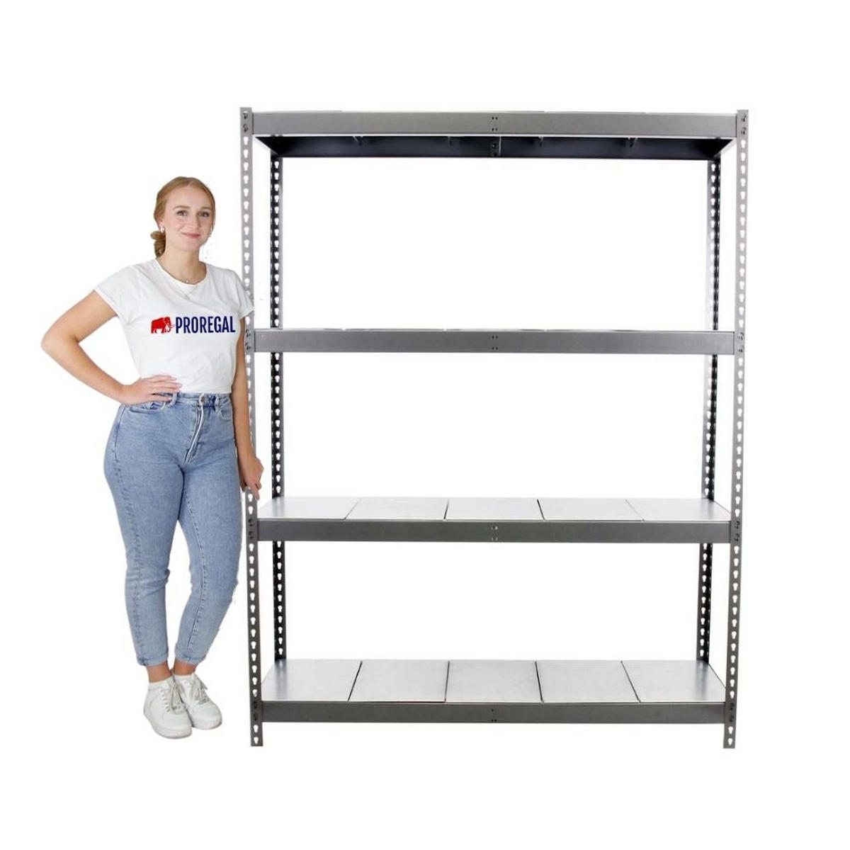 SCHWERLASTREGAL BIG METAL YETI FOUR | HxBxT 200x180x45cm | Fachlast 400kg | Grau - Grau, Metall (180/200/45cm) - PROREGAL