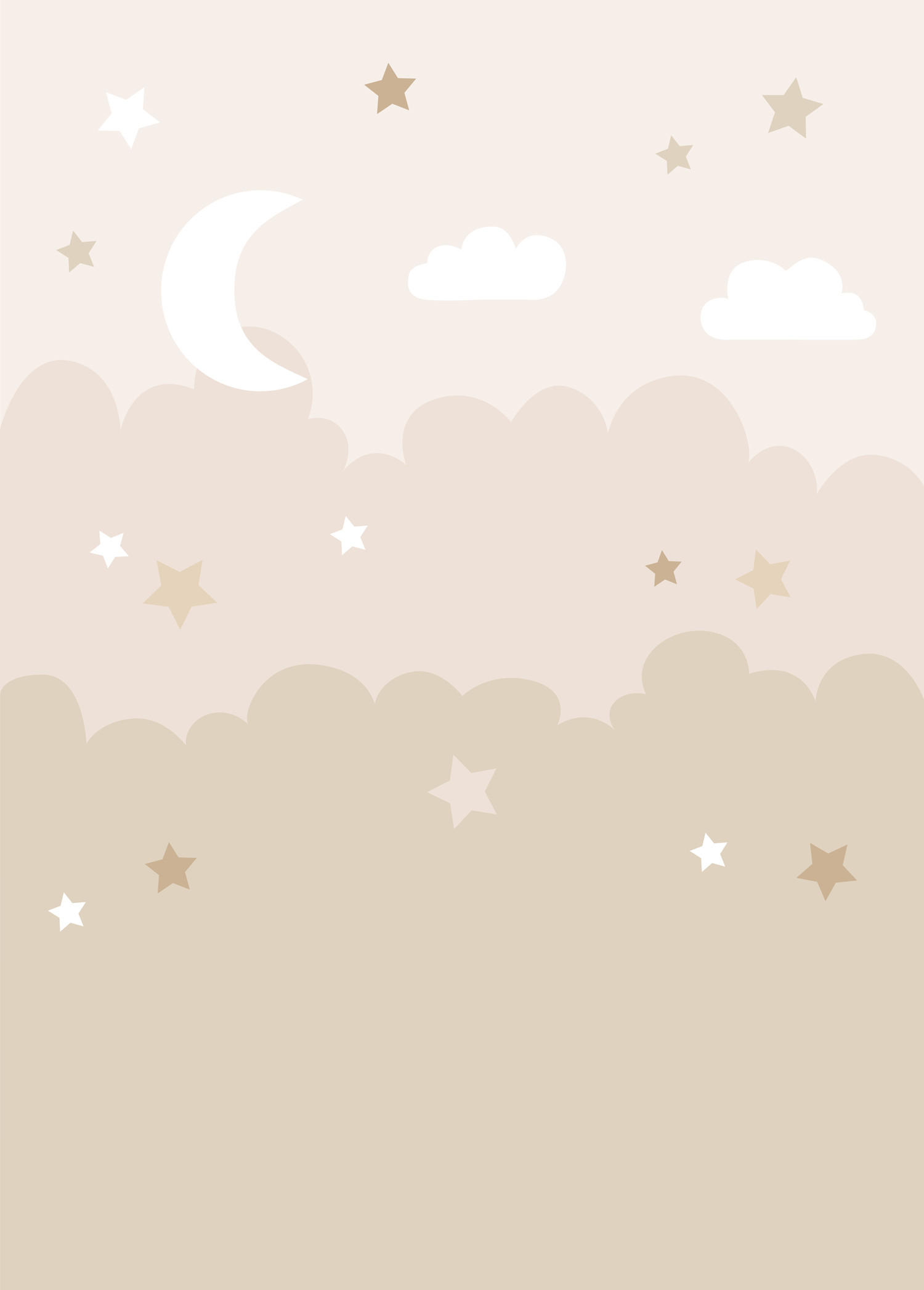 FOTOTAPETE Wolken und Sterne 200 x 279 cm - Beige, Papier (200/279cm) - ESTAhome