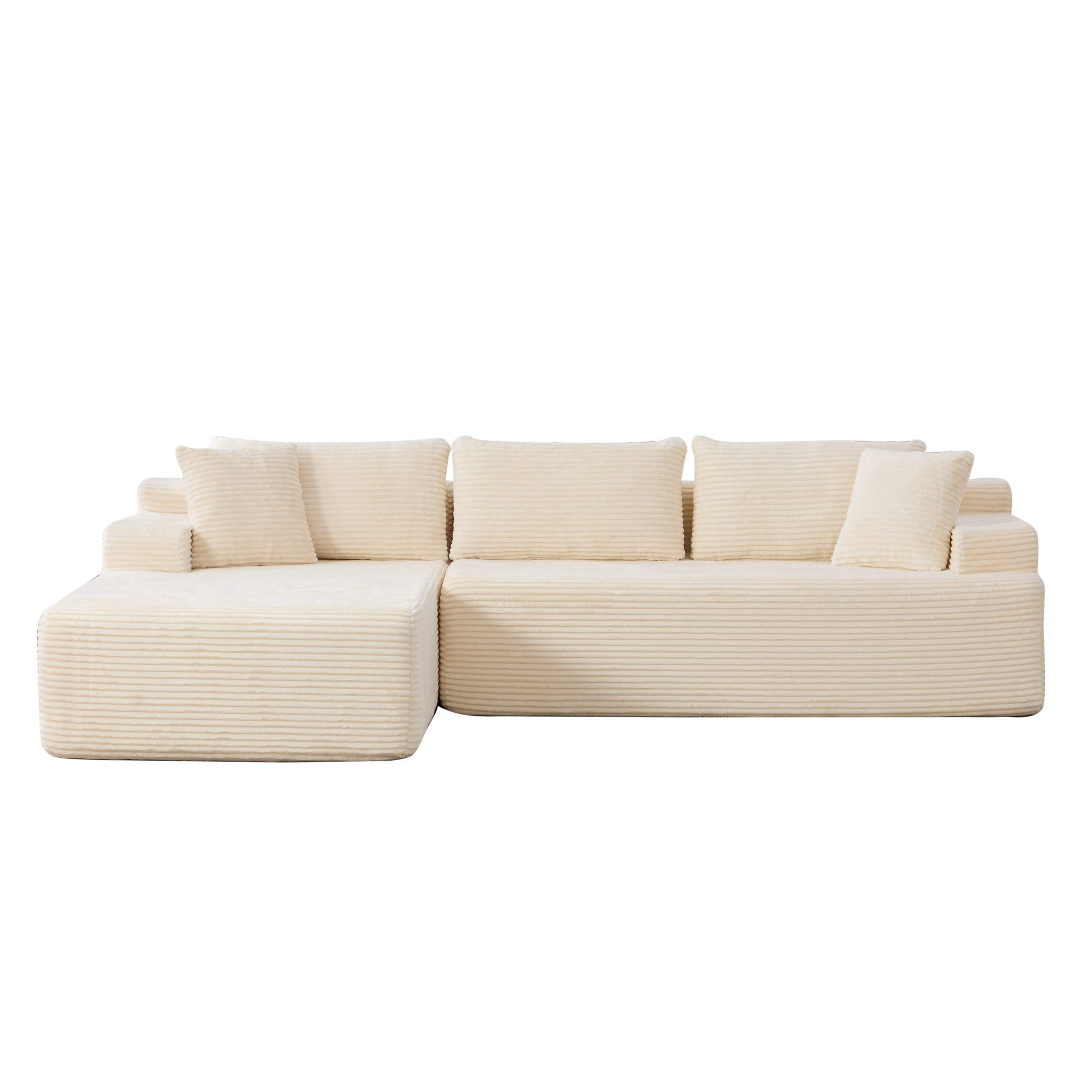 ECKSOFA 272/174/74.5 cm Elfenbein mit 30D hochelastischem Schaumstoff und rutschfestem Boden - Ecru, Textil (174/74.5/272cm) - Oxeza
