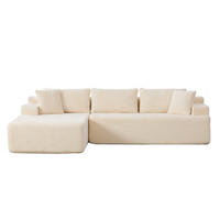 ECKSOFA 272/174/74.5 cm Elfenbein mit 30D hochelastischem Schaumstoff und rutschfestem Boden - Ecru, Textil (174/74.5/272cm) - Oxeza