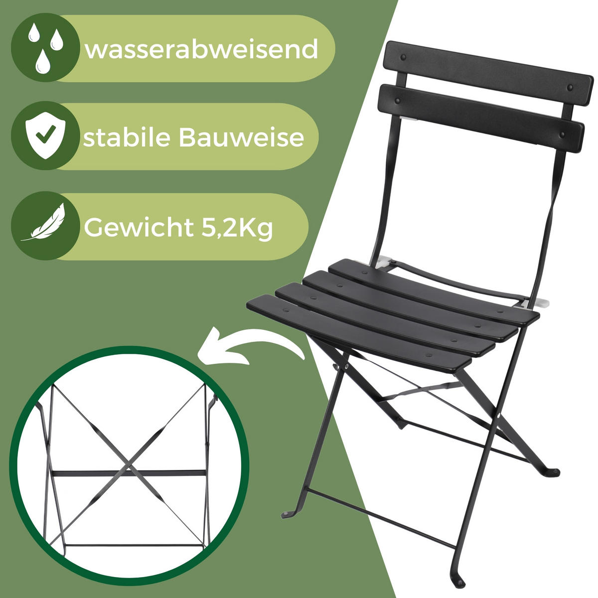 BISTRO SET Schwarz - Schwarz, Metall - Albatros