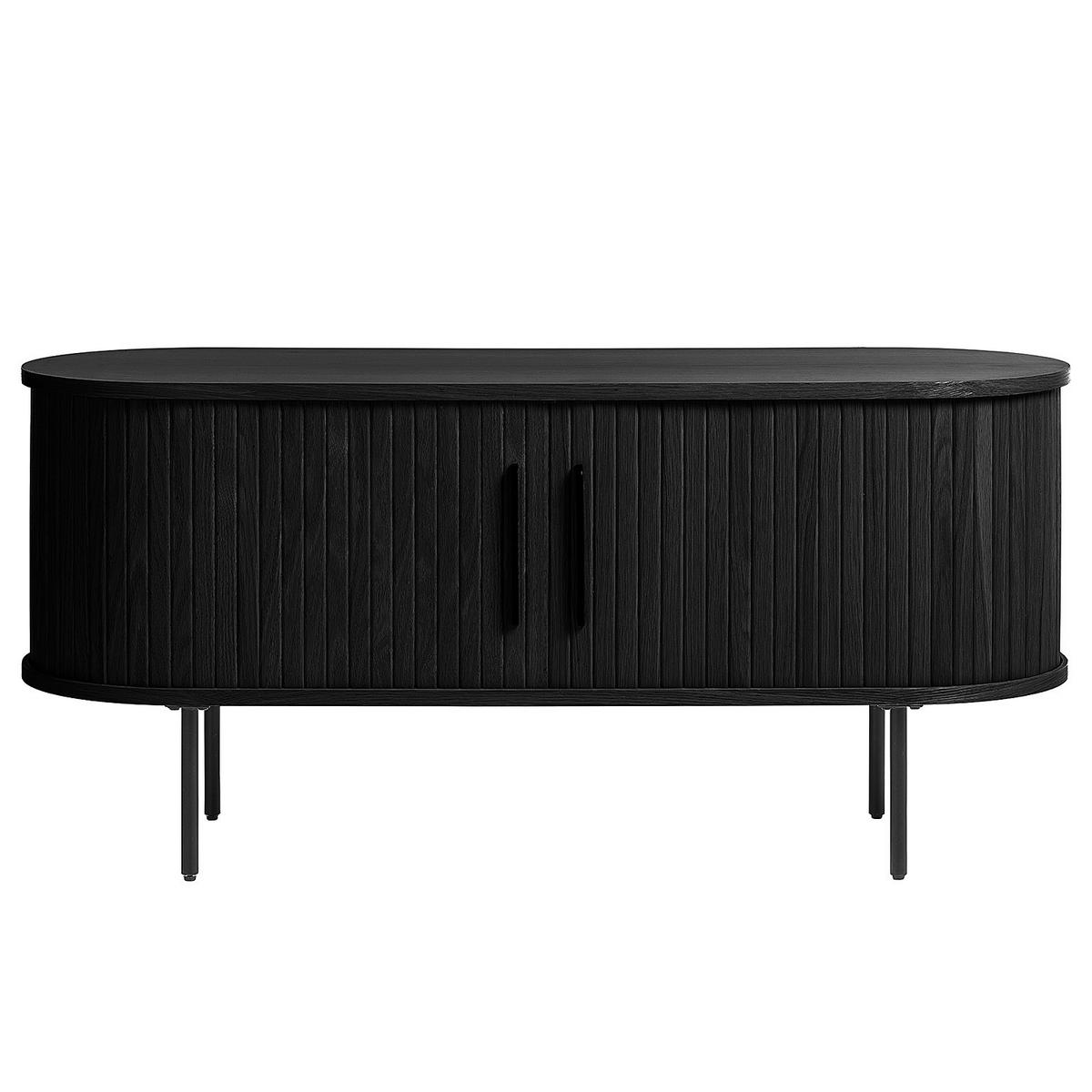 LOWBOARD - 120cm - Echtholzfurnier - Eichefarben/Schwarz, Holzwerkstoff/Metall (120/56/40cm) - home24