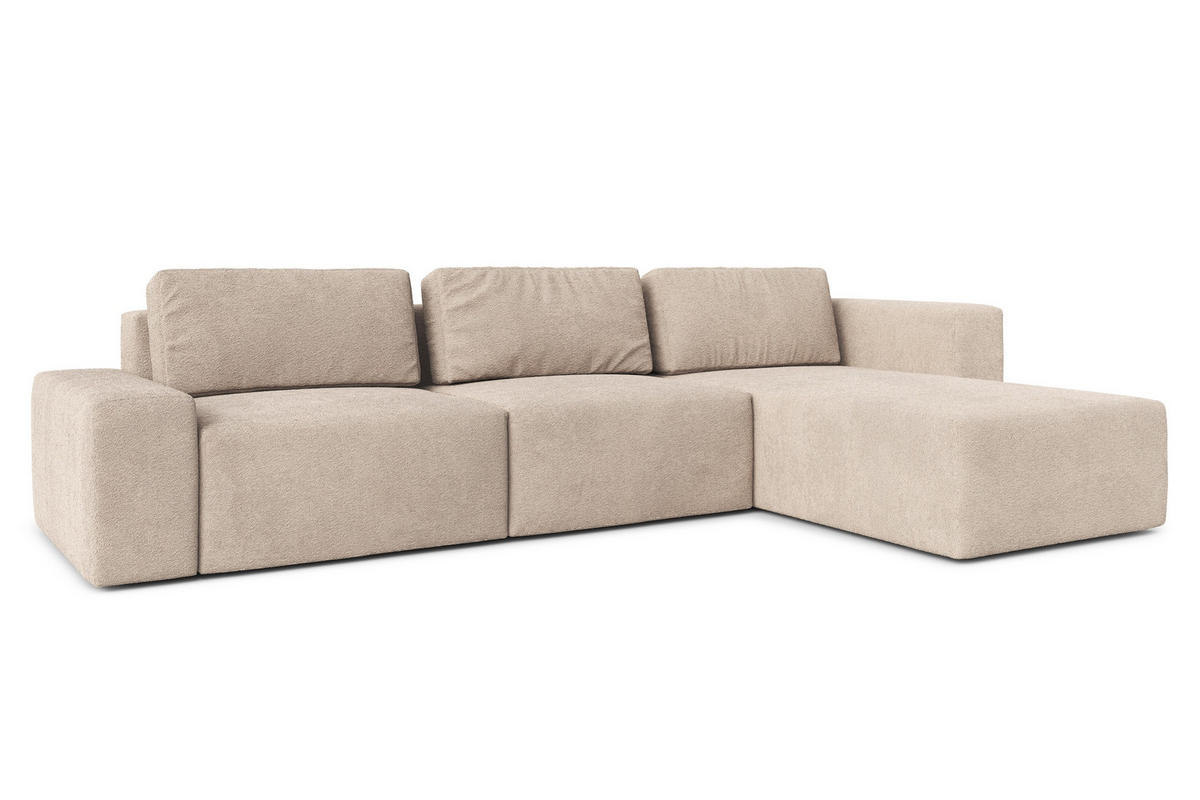 ECKSOFA L Form Arkleton Light Brown 360/180/93 cm Rechts Bequem & Modern - Hellbraun/Schwarz, Kunststoff/Textil (360/180cm) - AX Living