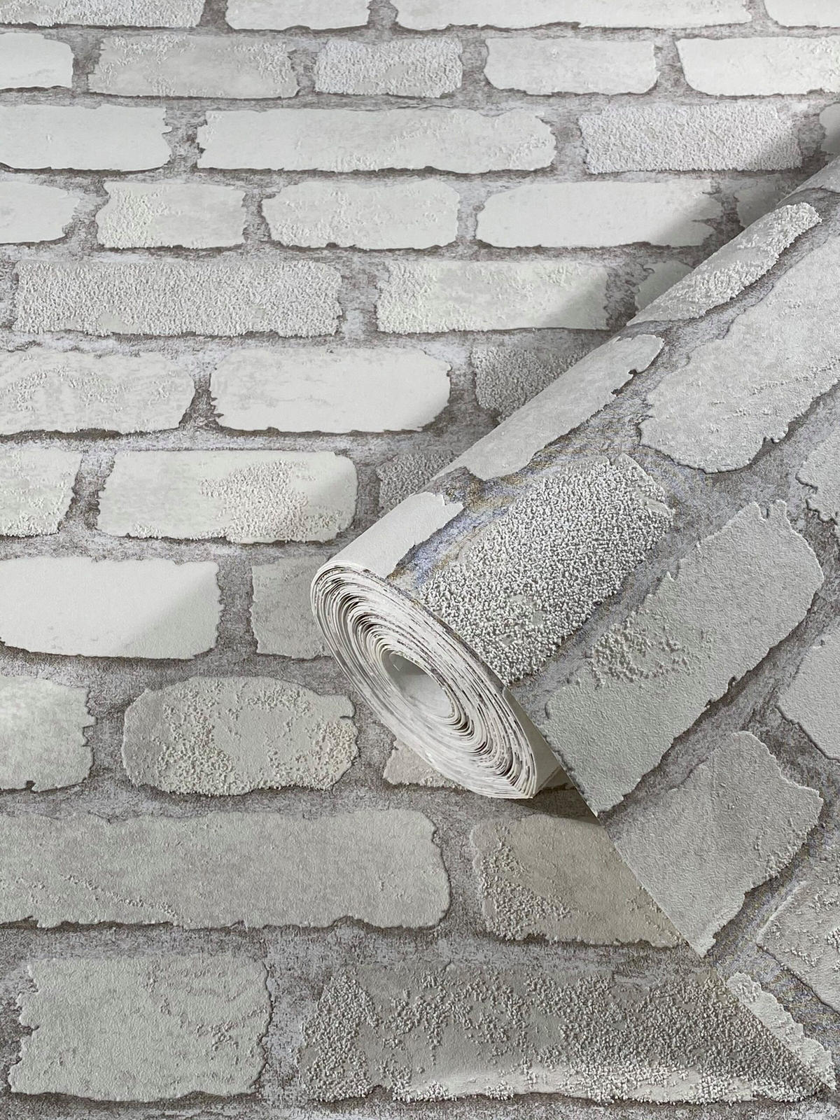 VLIESTAPETE Steinoptik Tapete weiß - Weiß, Papier (53/1005cm) - marburg