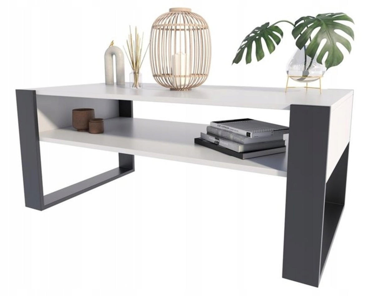 COUCHTISCH KAJA Weiß-Schwarz 120/63,6/50 cm - Weiß, Holzwerkstoff (63.6/120/50cm) - Matkam Möbel