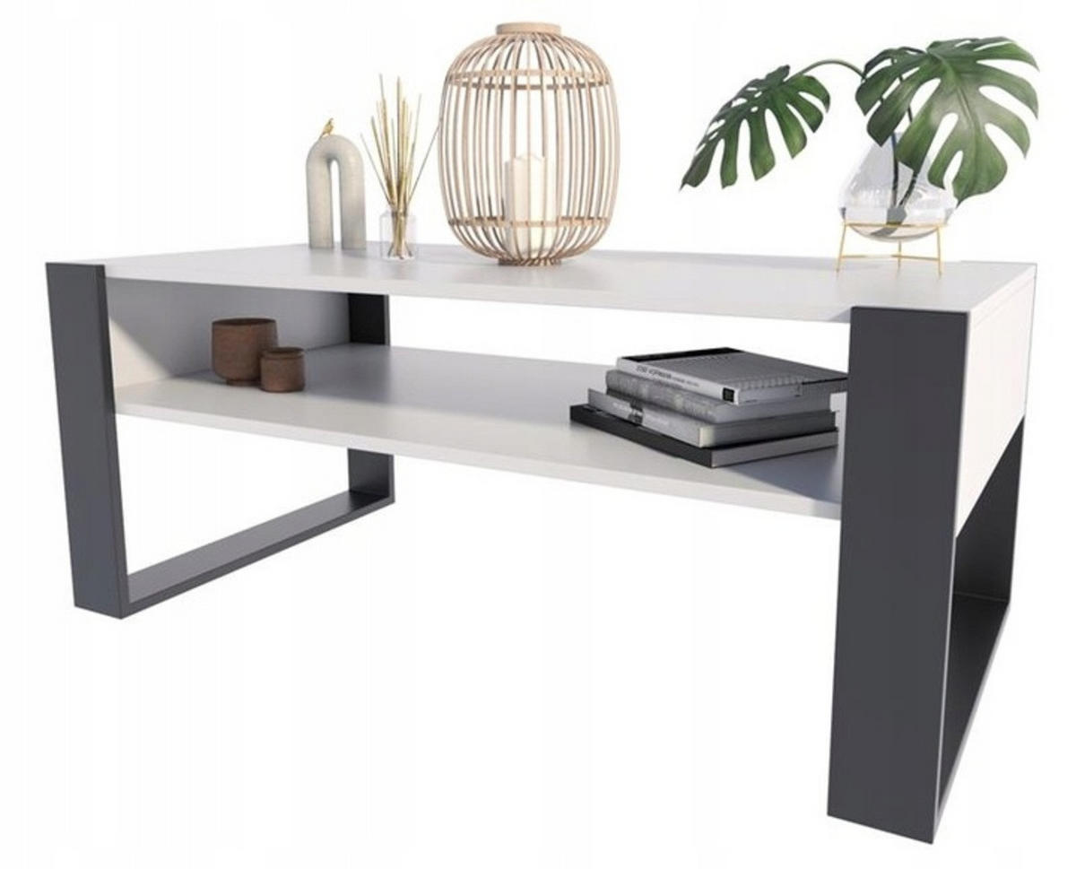 COUCHTISCH KAJA Weiß-Schwarz 120/63,6/50 cm - Weiß, Holzwerkstoff (63.6/120/50cm) - Matkam Möbel