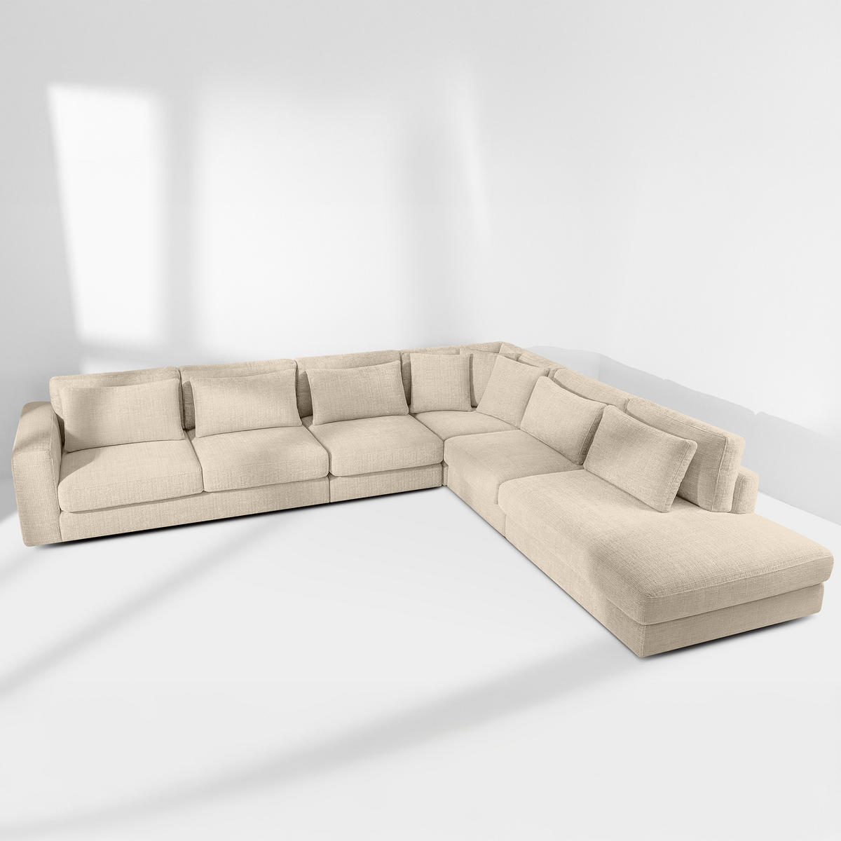 ECKSOFA XL rechts VERUS - Creme, Holz/Holzwerkstoff (377/328cm) - KONSIMO®