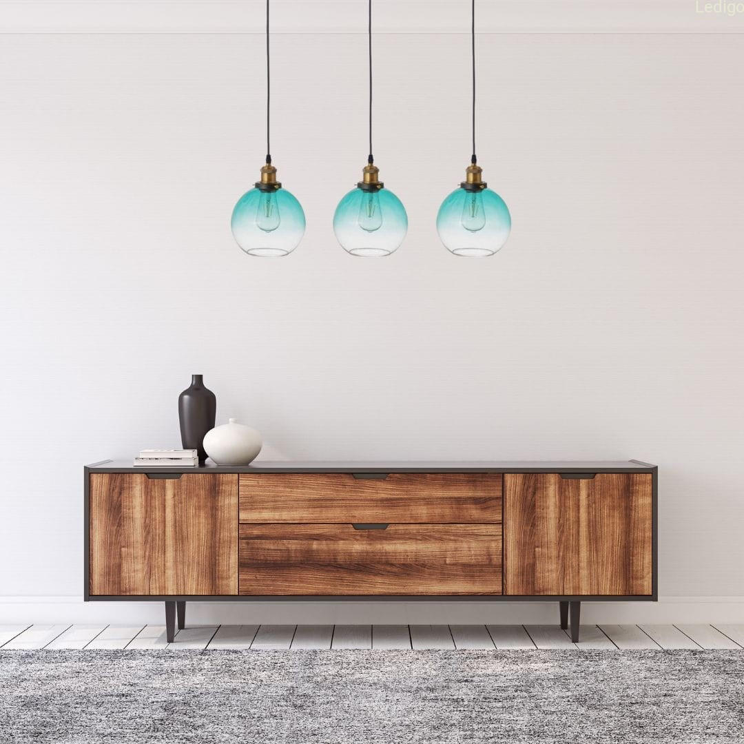 PENDELLEUCHTE Rome - Blau/Transparent, Glas/Metall (20/75/110cm) - kiki design