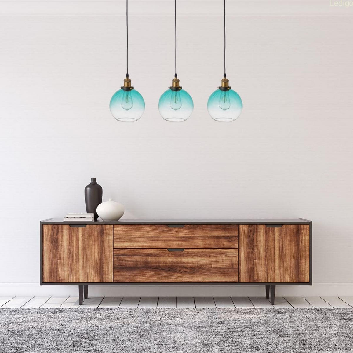 PENDELLEUCHTE Rome - Blau/Transparent, Glas/Metall (20/75/110cm) - kiki design