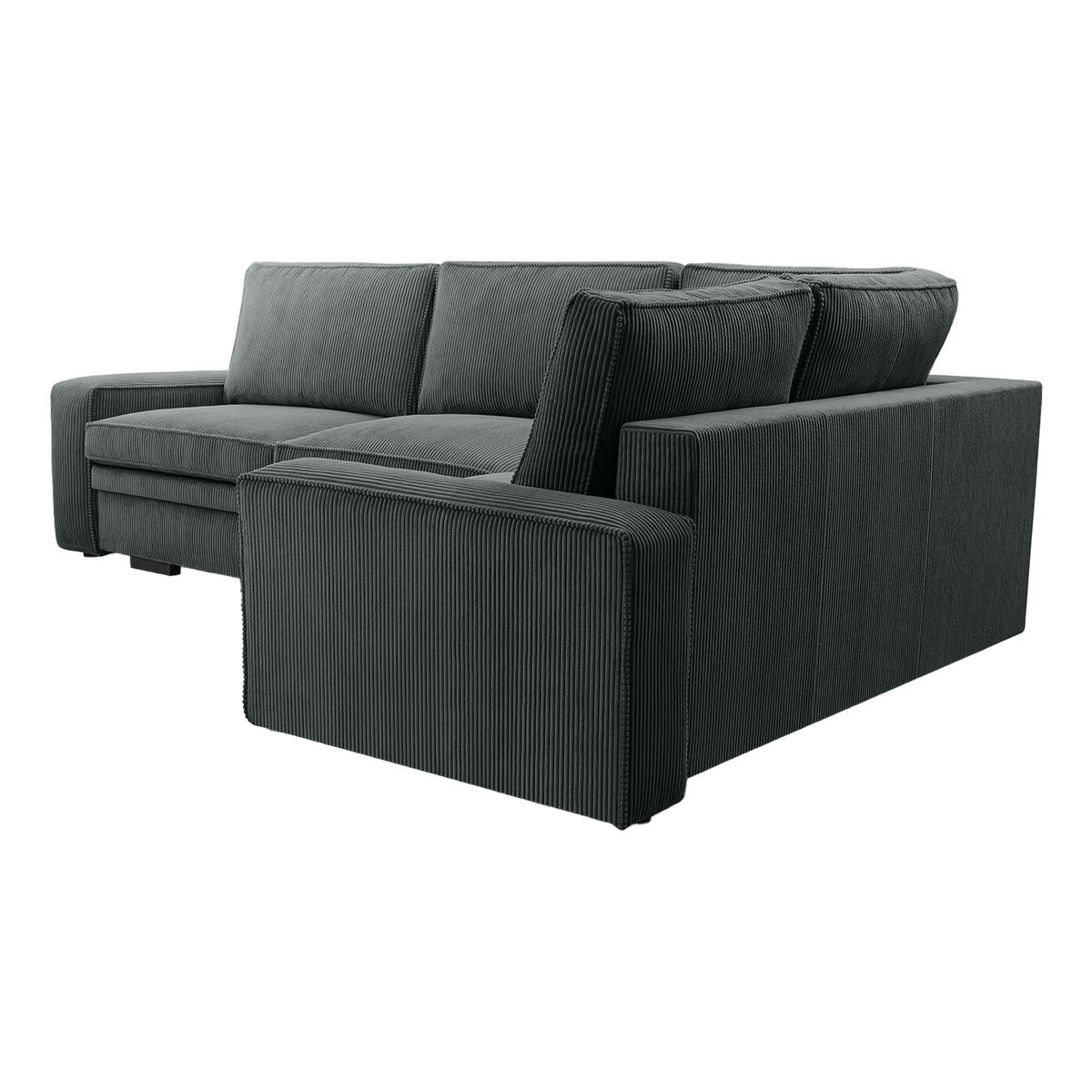 ROHOVÁ SOFAS FJORDI s funkcí spaní, Tmavě šedá - tmavě šedá, textil (296/196cm) - Fedve