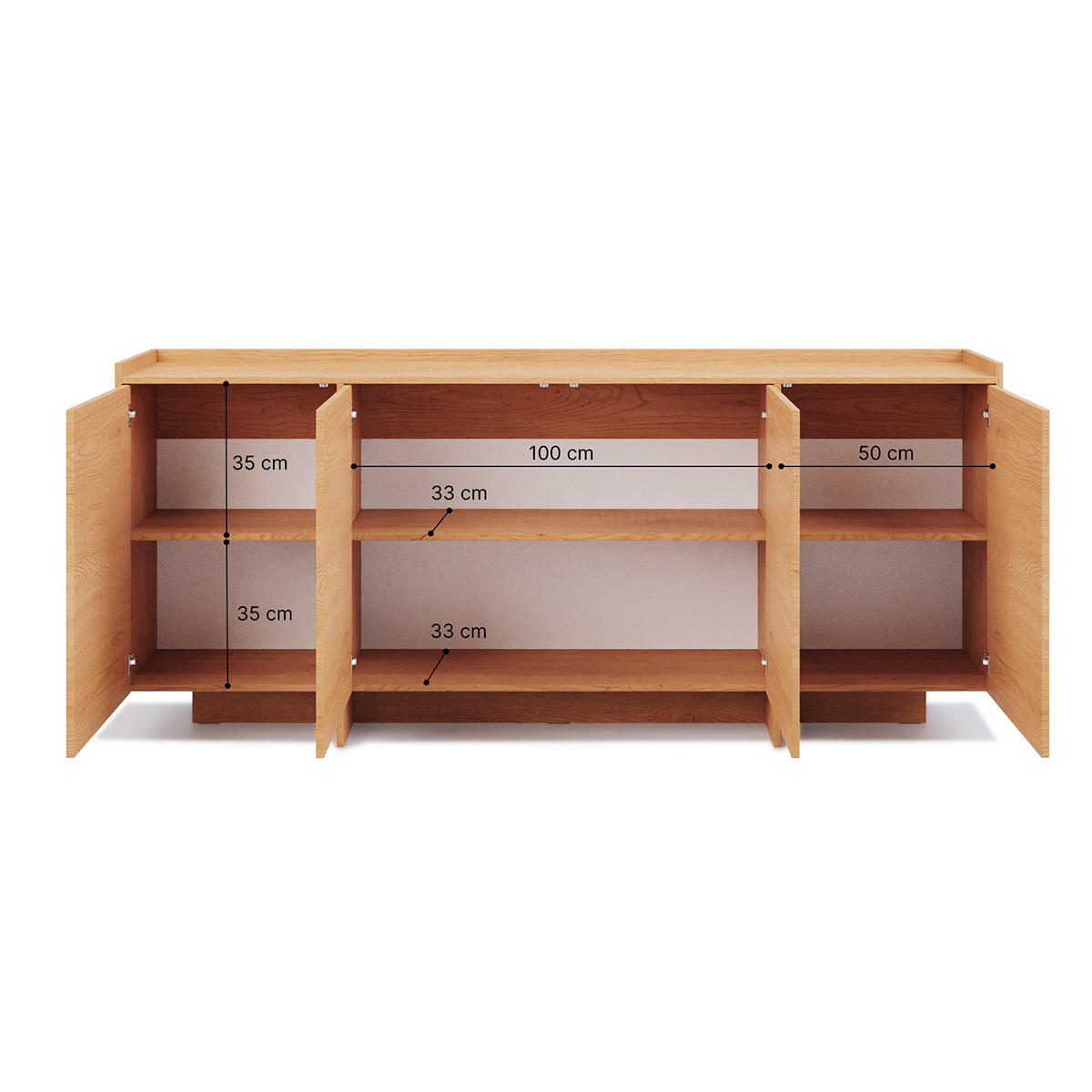 SIDEBOARD Japandi Dřevo - hnědá, kompozitní dřevo (200.1/89.6/38cm) - Petits-meubles