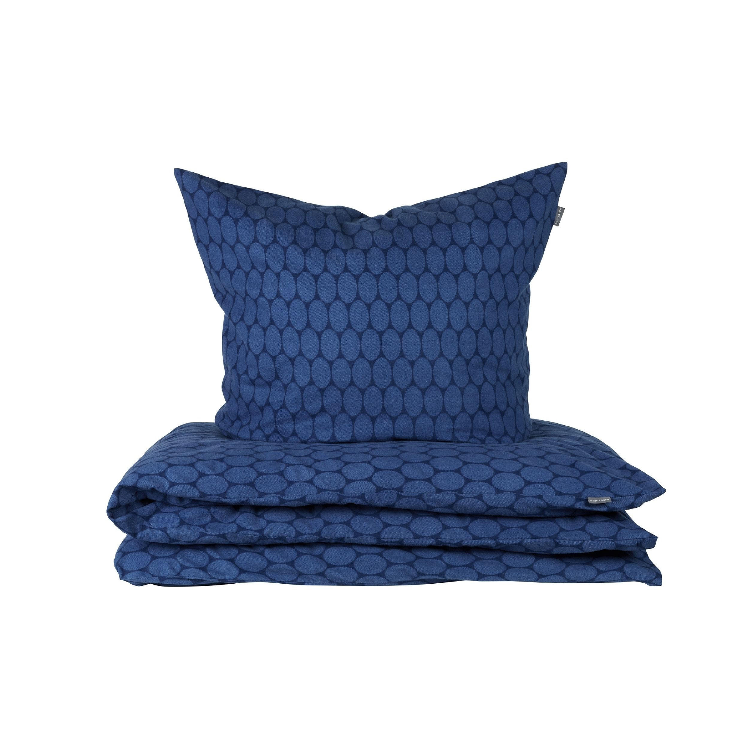 BETTWÄSCHESET Drops - Feinbiber - 2-teilig - 155x220 cm - Dunkelblau - Dunkelblau, Textil (155/220cm) - SCHIESSER