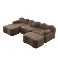 ECKSOFA 288/167/70 cm modular braun aus Samt mit tiefer Sitzfläche und 2 Hockern - Braun, Textil (167/288cm) - OKWISH