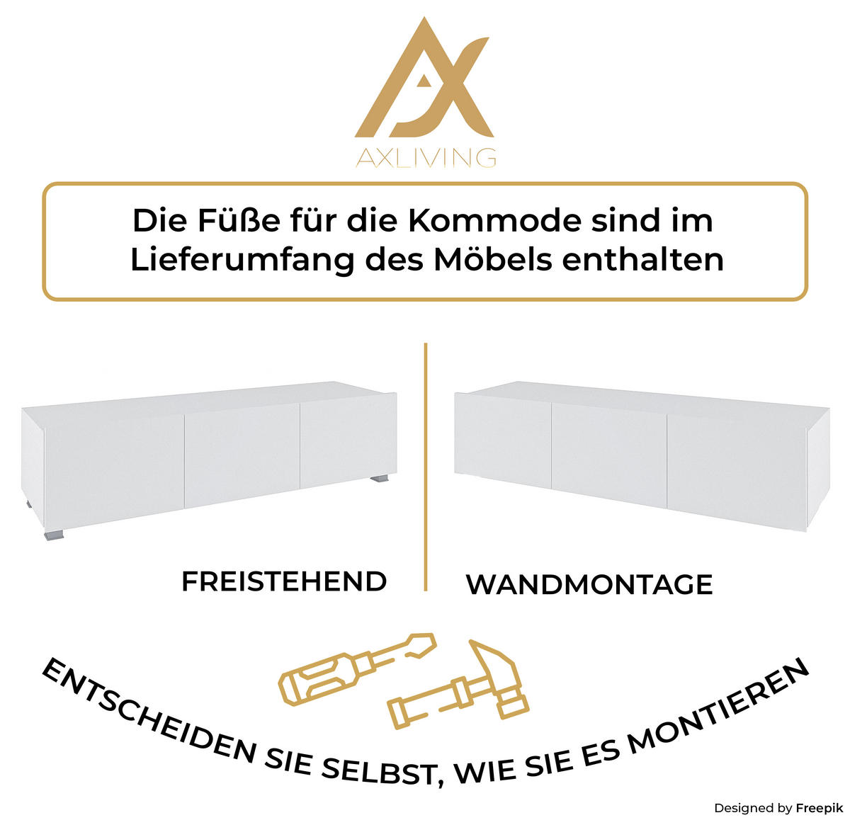 WOHNWAND Kossana 11 Weiß 300/142/43 cm Design - Weiß, Holzwerkstoff/Kunststoff (300/142/43cm) - AX Living