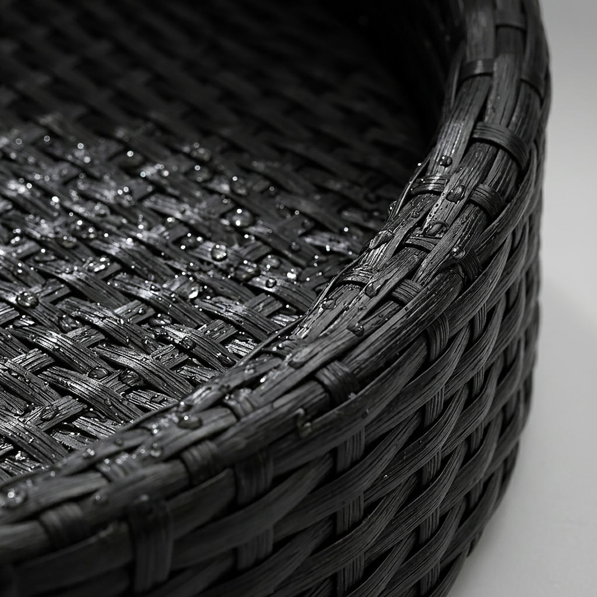 SERVERINGSBRICKA svart flytande PE rotting 80 cm - Svart, Textil/Metall (80/20/80cm) - Relaxdays