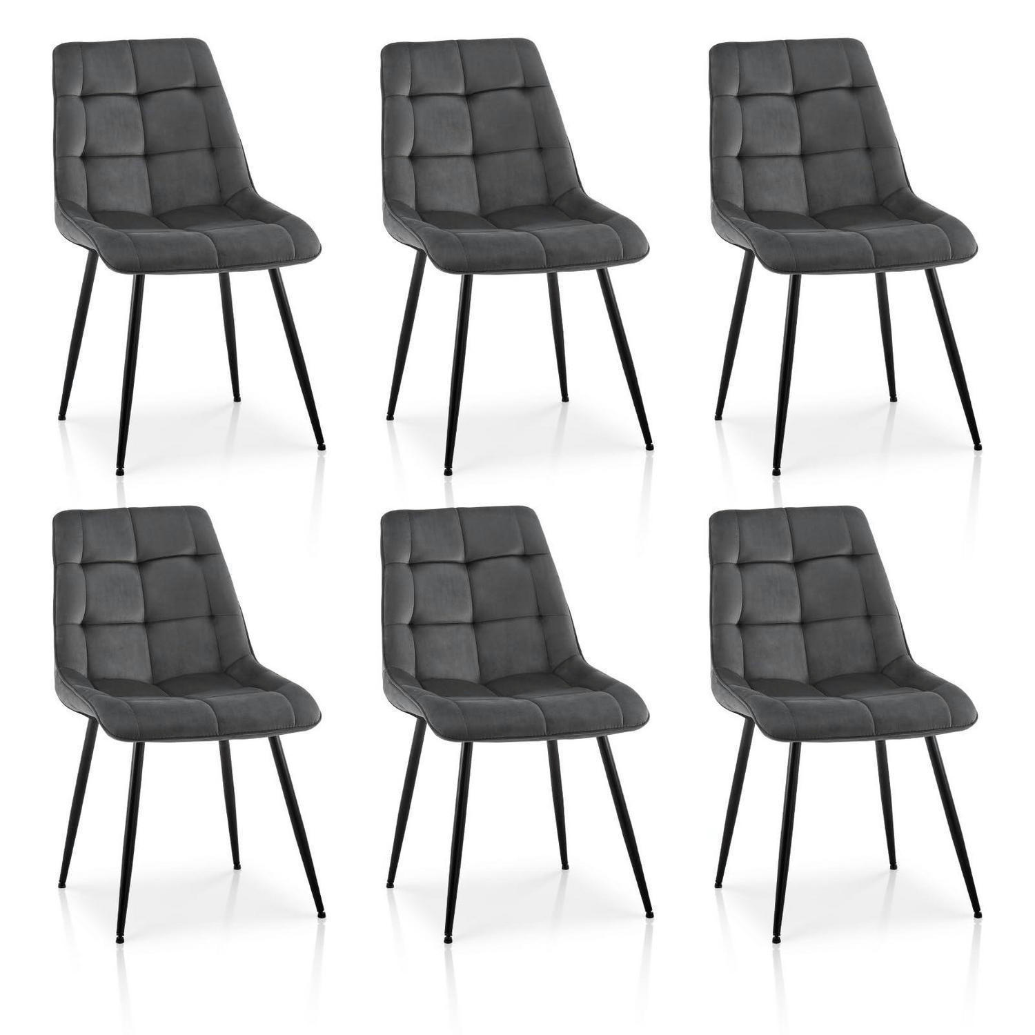 ESSZIMMERSTÜHLE 6er Set Samt Dunkelgrau - Anthrazit, Textil (44/86/44cm)