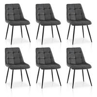 ESSZIMMERSTÜHLE 6er Set Samt Dunkelgrau - Anthrazit, Textil (44/86/44cm)