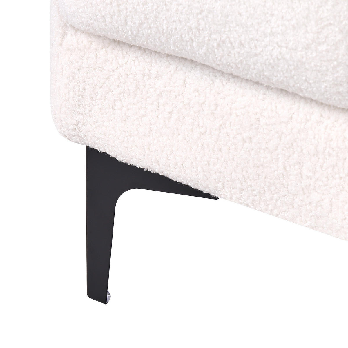 OTTOMANE Bouclé Weiß Alnes - Weiß, Textil (88/41/80cm) - Beliani