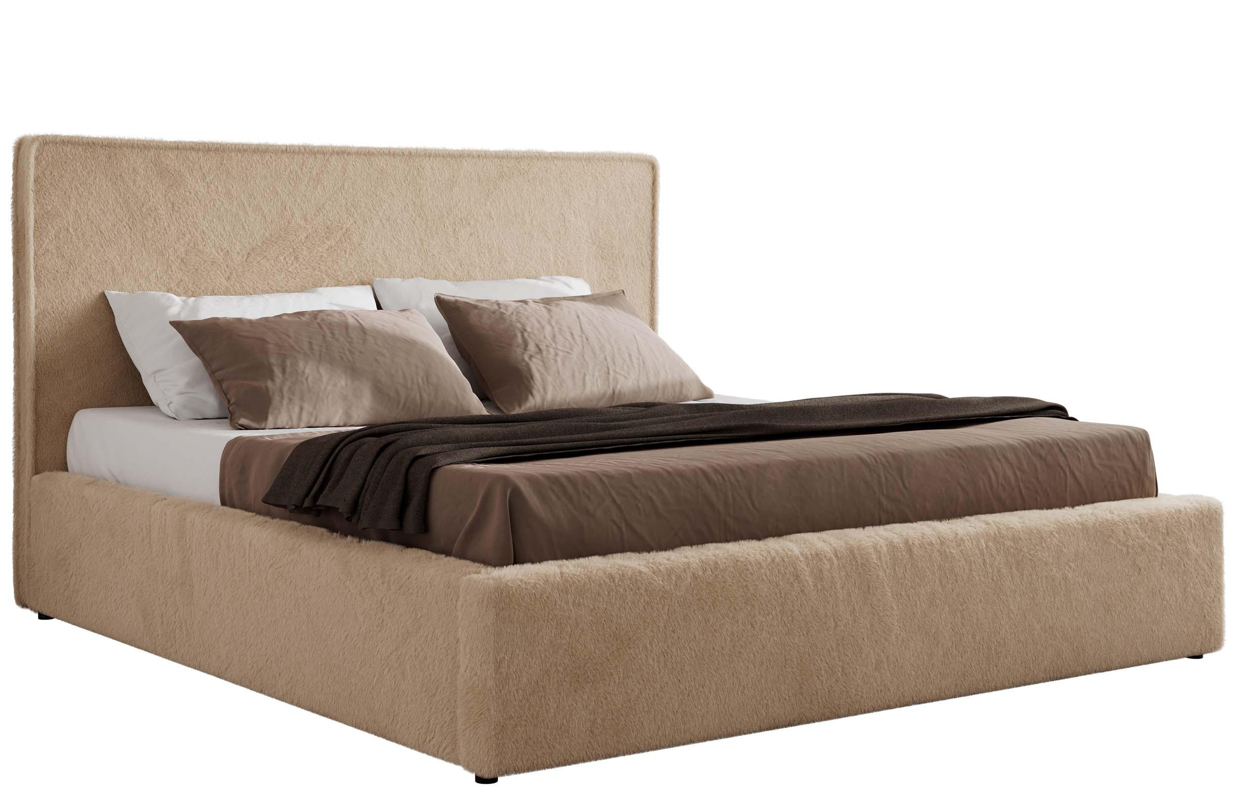 POLSTERBETT CORIVO CLASSIC 140/200 - Beige Plüsch - Schaum-Matratze - Beige, Textil (140/200cm) - MKS