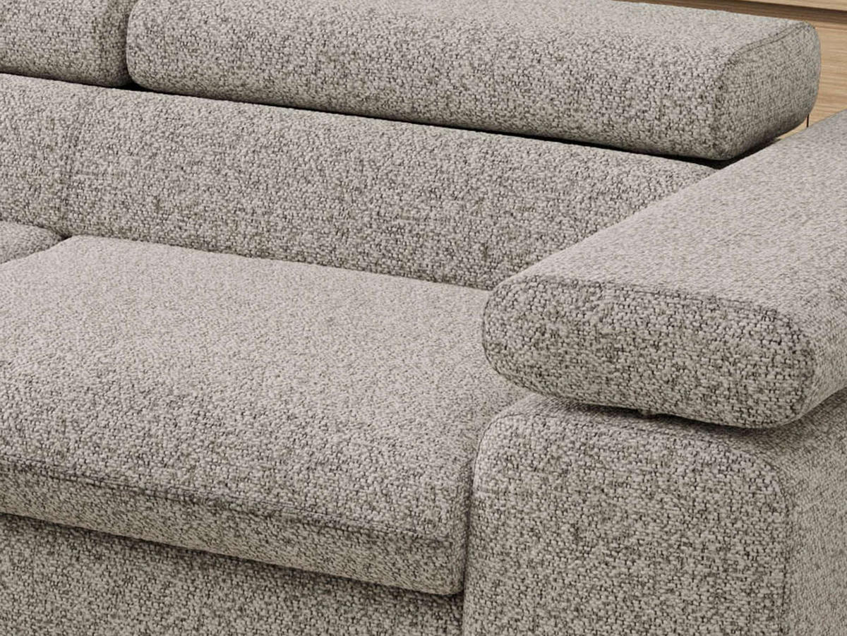 ECKSOFA PABLO L Hellgrau Struktur - Links Seite mit T25 Topper - Hellgrau/Schwarz, Textil/Metall (208/273cm) - MKS