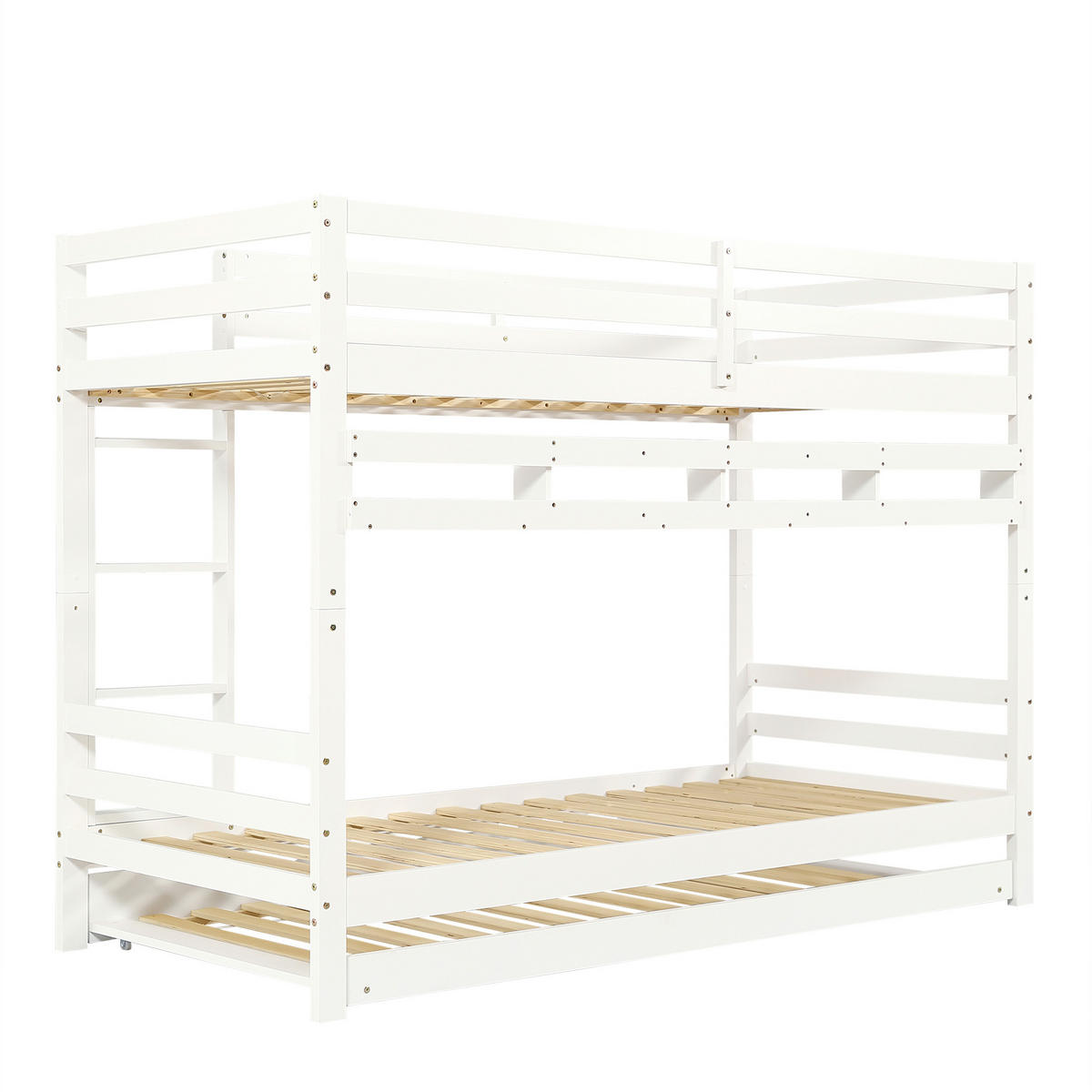 ETAGENBETT mit Ausziehbett und Regal 90x200 cm Weiß - Weiß, Holz (90/200cm) - Meubliv