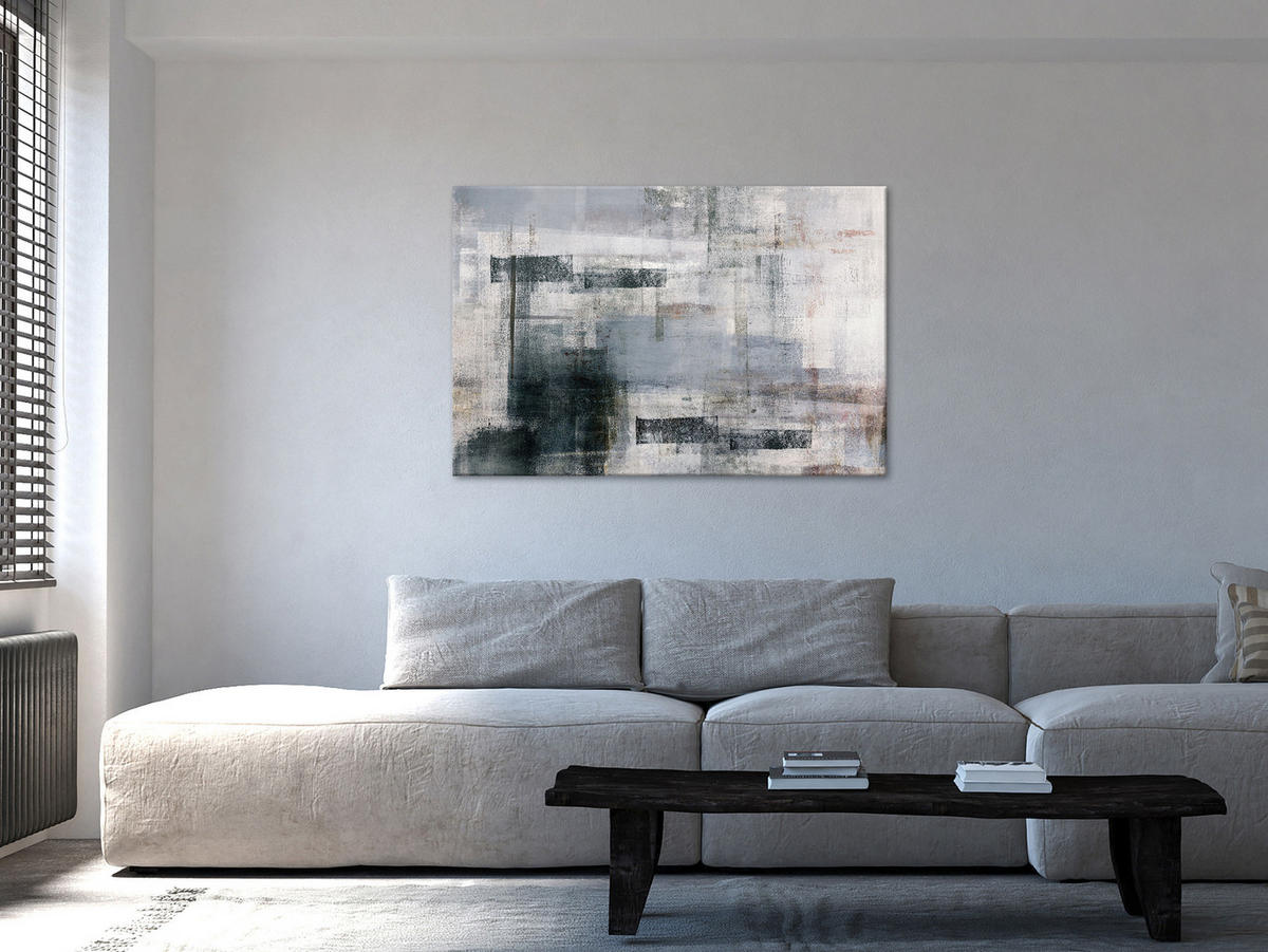 KUNSTDRUCK Grau 90/60 cm - Schwarz/Grau, Textil (90/60cm) - KUNSTLOFT