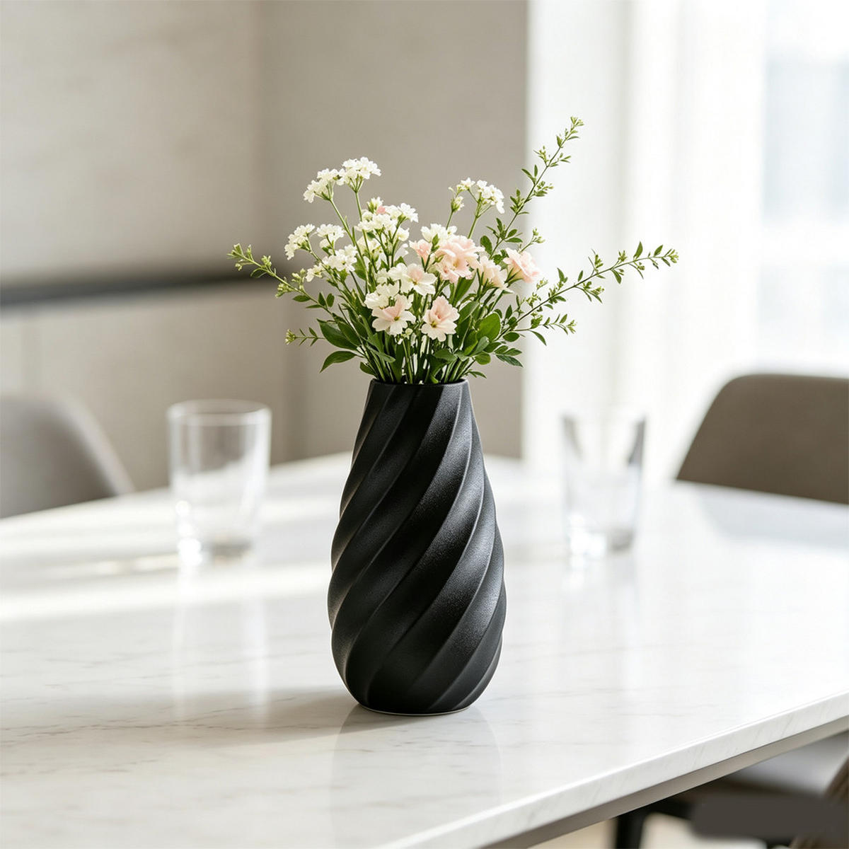 VASE 12 x 12 x 25,5 cm Keramik - Schwarz, Glas (25.5cm) - LIBRATON