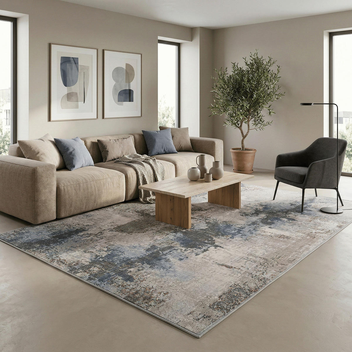 INDOOR OUTDOOR TEPPICH LAGOS VINTAGE - Blau, Textil (160/230cm) - Pergamon