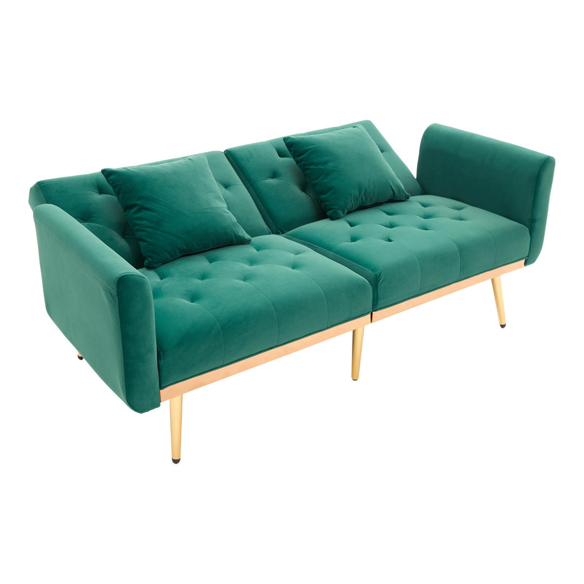 SOFA 2-Sitzer 165/72,5/75 cm Smaragd - Smaragdgrün, Textil (72.5/75/165cm)