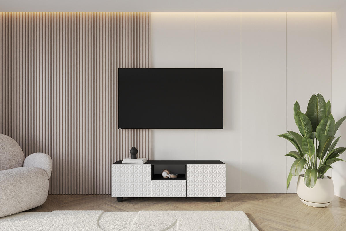 LOWBOARD VIRA-S 140x40x41 cm - Schwarz / Weiß - Schwarz/Weiß, Holzwerkstoff (140/50/41cm) - ALTDECOR