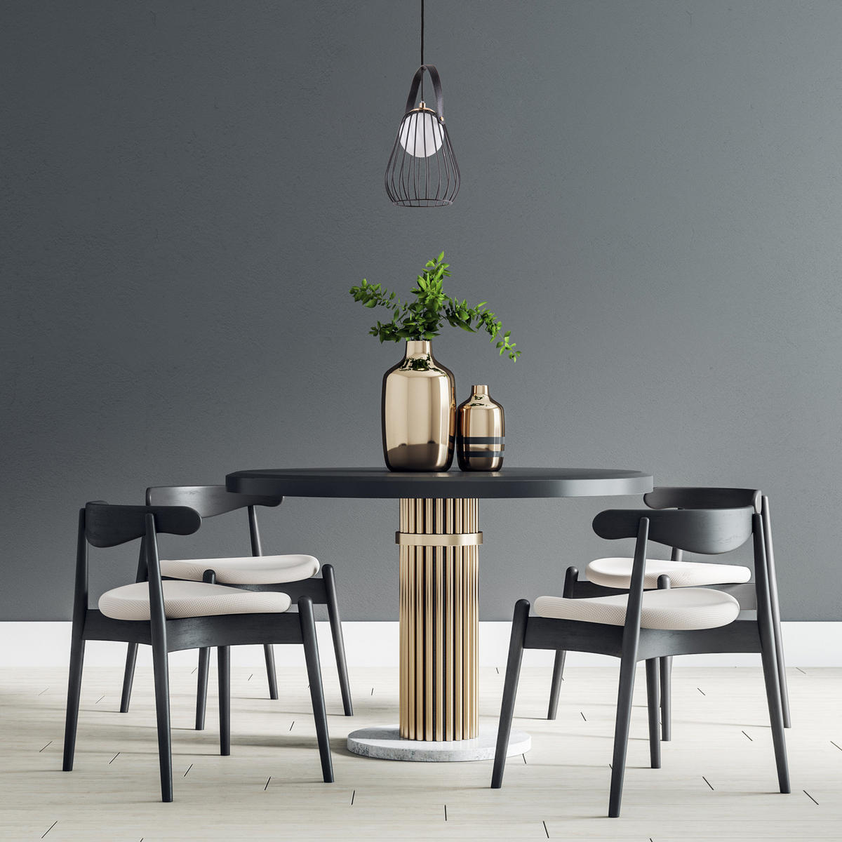 PENDELLEUCHTE Ricarda - Schwarz, Metall (18/18/22cm) - Paco Home