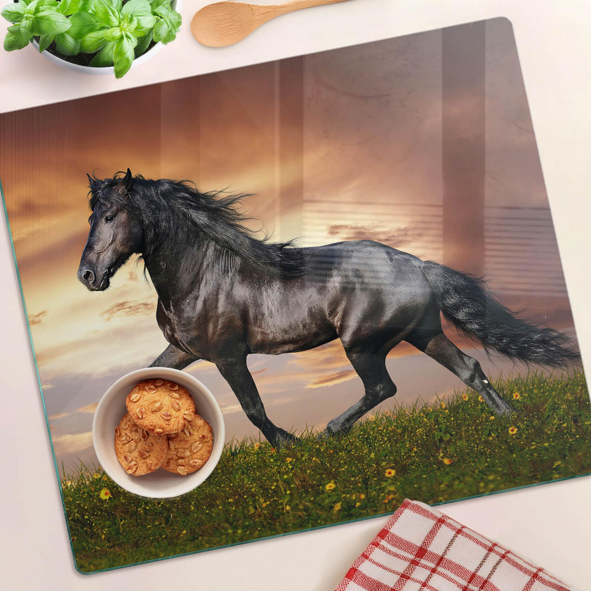 GLASPLATTE 60x52 cm Pferd - Dunkelbraun, Glas (60/52cm) - TULUP
