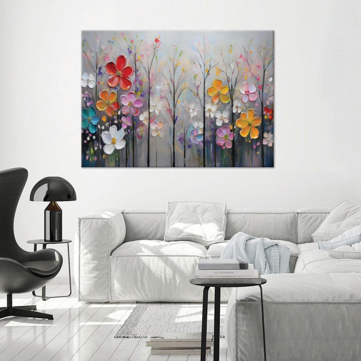 WANDBILD blumen bäume bunte natur - Multicolor, Textil (60/40cm) - Feeby