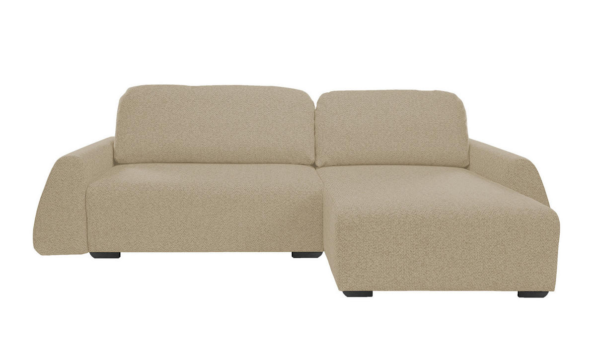 ECKSOFA ALMI mit Schlaffunktion, Bettkasten, Wellenfedern, Komfortable Sitzpolsterung, Elegantes Design, Rechte, 160x275 cm, Cappucino - Cappuccino, Holz/Textil (275/160cm) - DomoHome