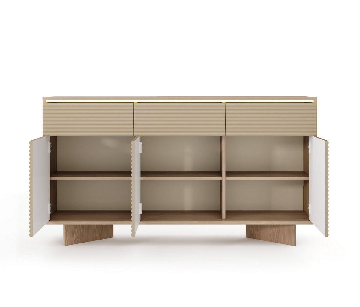 KOMMODE RIGATO 153,9/84,4/40cm mit 3 Schubladen 3 Türen Beige - Beige, Holzwerkstoff (153.9/84.4/40cm) - MASSENO