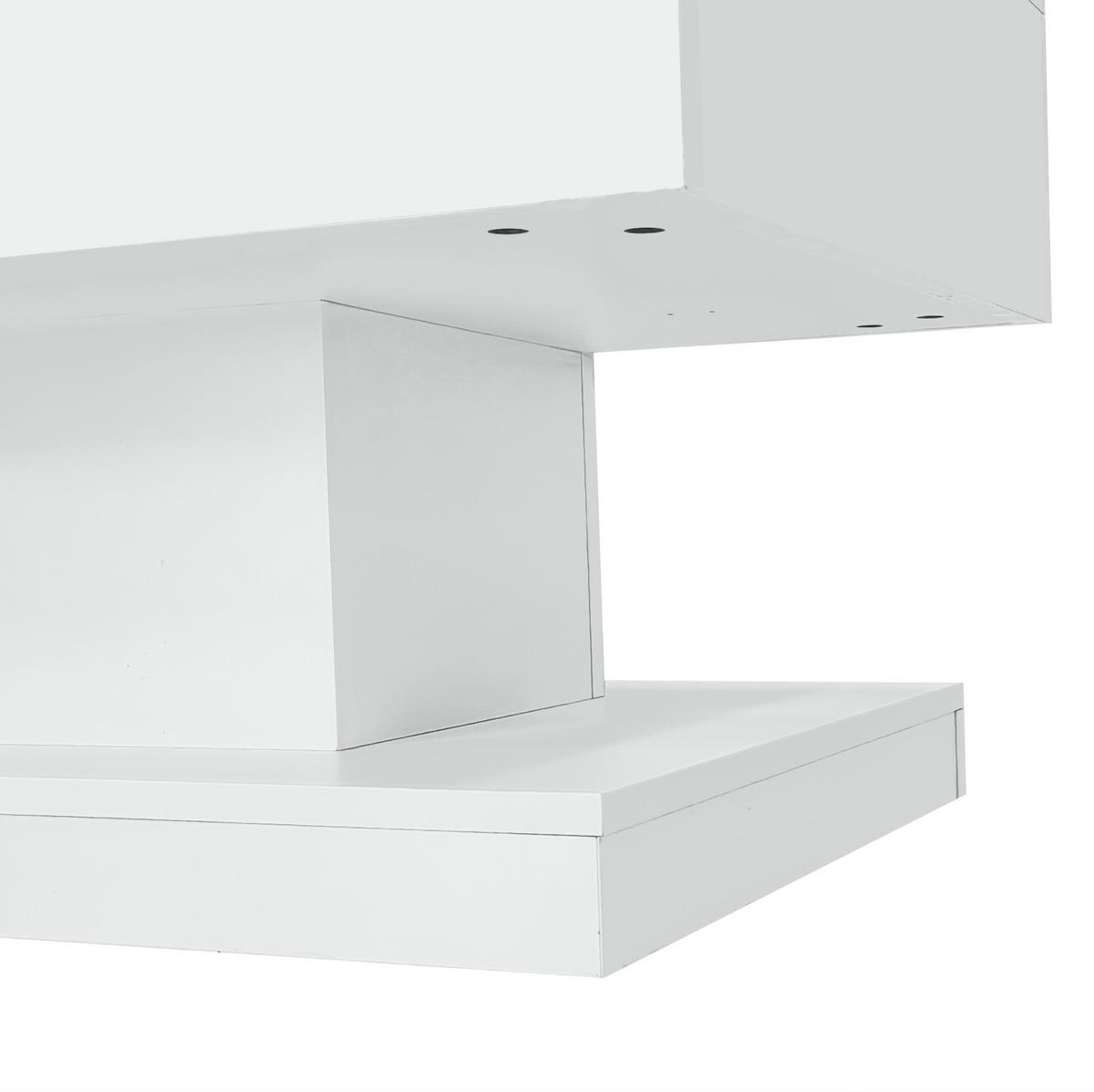 KONFERENČNÍ stolek z dřevotřísky, 100/50/45 cm bílý, s LED osvětlením a zvedací deskou - bílá, kompozitní dřevo (100/50/45cm) - BEAOK