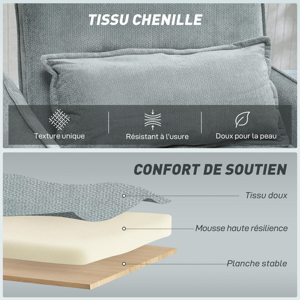 SCHLAFSESSEL DE-14630 3-in-1 Klick-Klack, breite Sitzfläche Grau - Grau, Textil (84/87/88cm) - ComfortXL