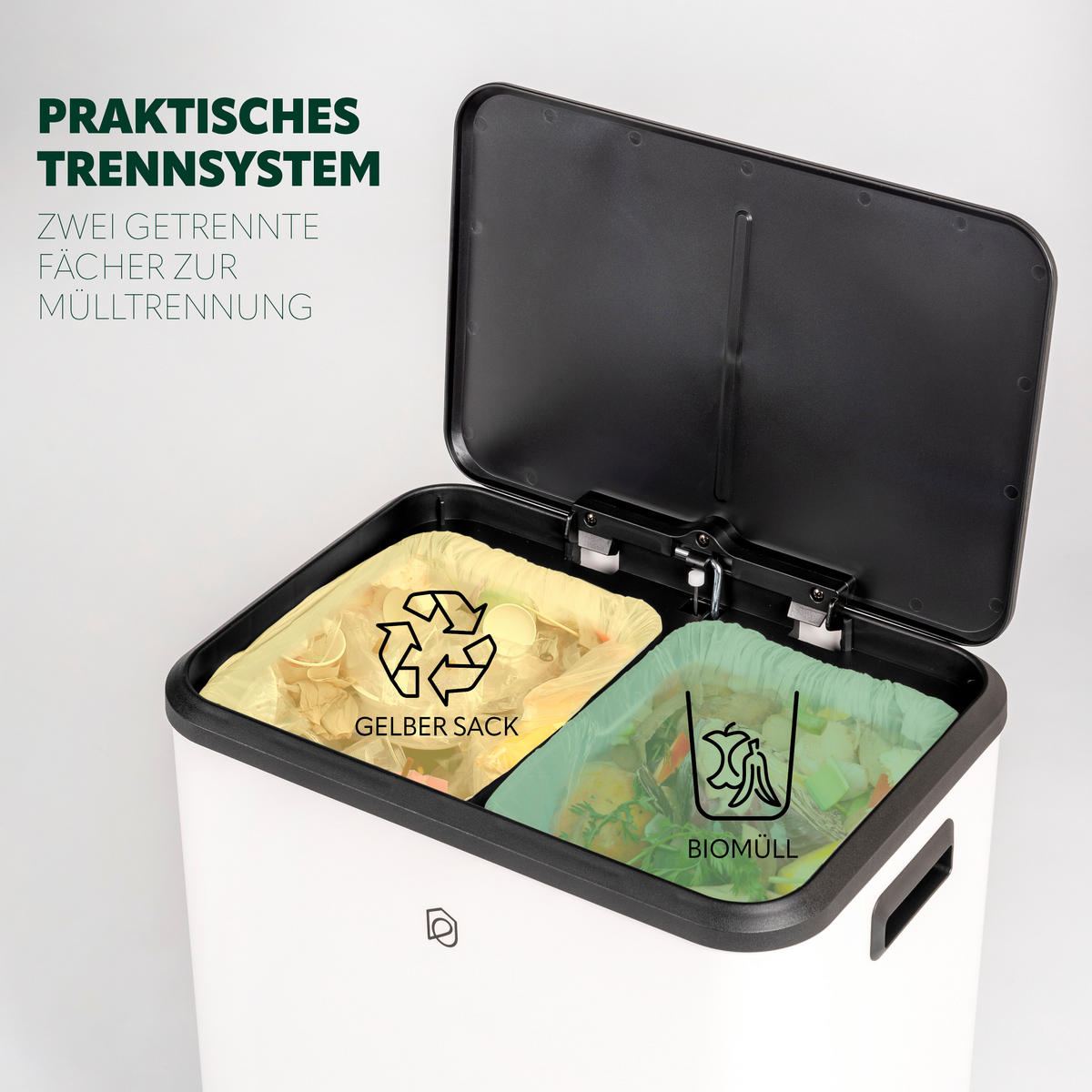 ABFALLEIMER 30 Liter, weiß - Weiß, Metall (42.5/50/33.5cm) - eluno
