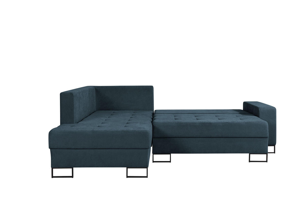 ECKSOFA mit Schlaffunktion Links Dunkelblau Chenille - 245x200 cm - Trevi - Schwarz/Dunkelblau, Holz/Holzwerkstoff (245/200cm) - Ravio