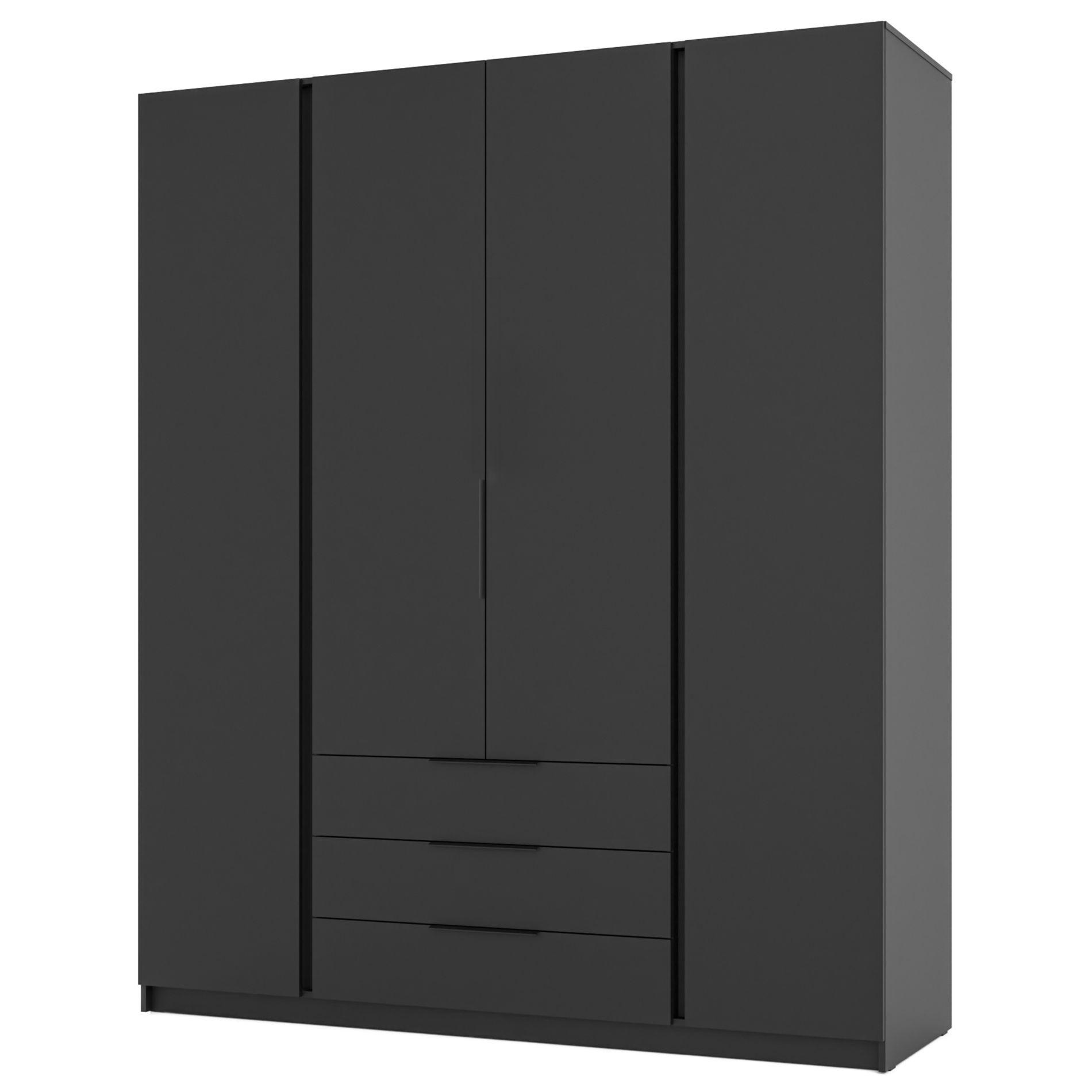 KLEIDERSCHRANK Kaja Schwarz 200 cm - Schwarz, Holzwerkstoff/Metall (200/239/61.9cm) - Selsey