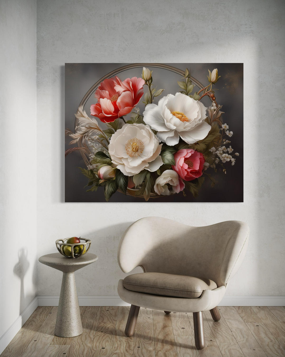 WANDBILD natur botanicals blattwerk blumen - Grau, Textil (60/40cm) - Feeby