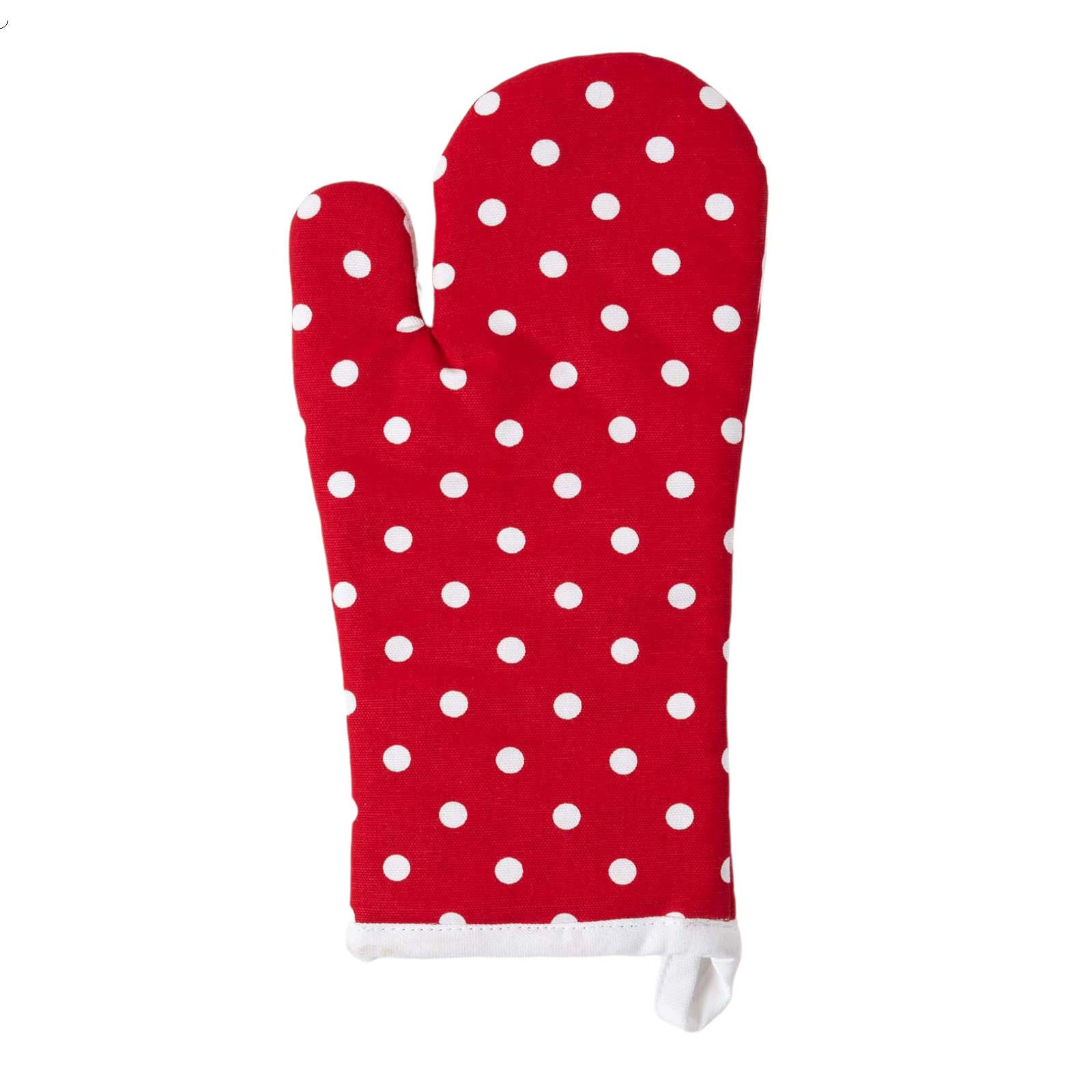 OFENHANDSCHUH Polka Dots 18/32 cm, Baumwolle wattiert - Rot, Textil (18/32cm) - Homescapes
