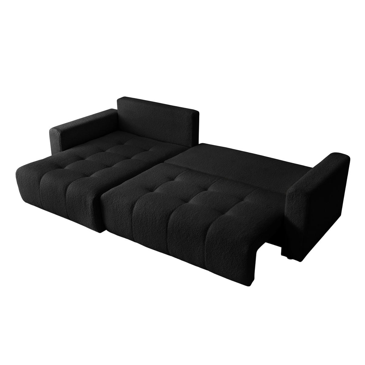 ECKSOFA WALONGO mit Schlaffunktion, Schwarz - Schwarz, Textil (261/143cm) - Fedve