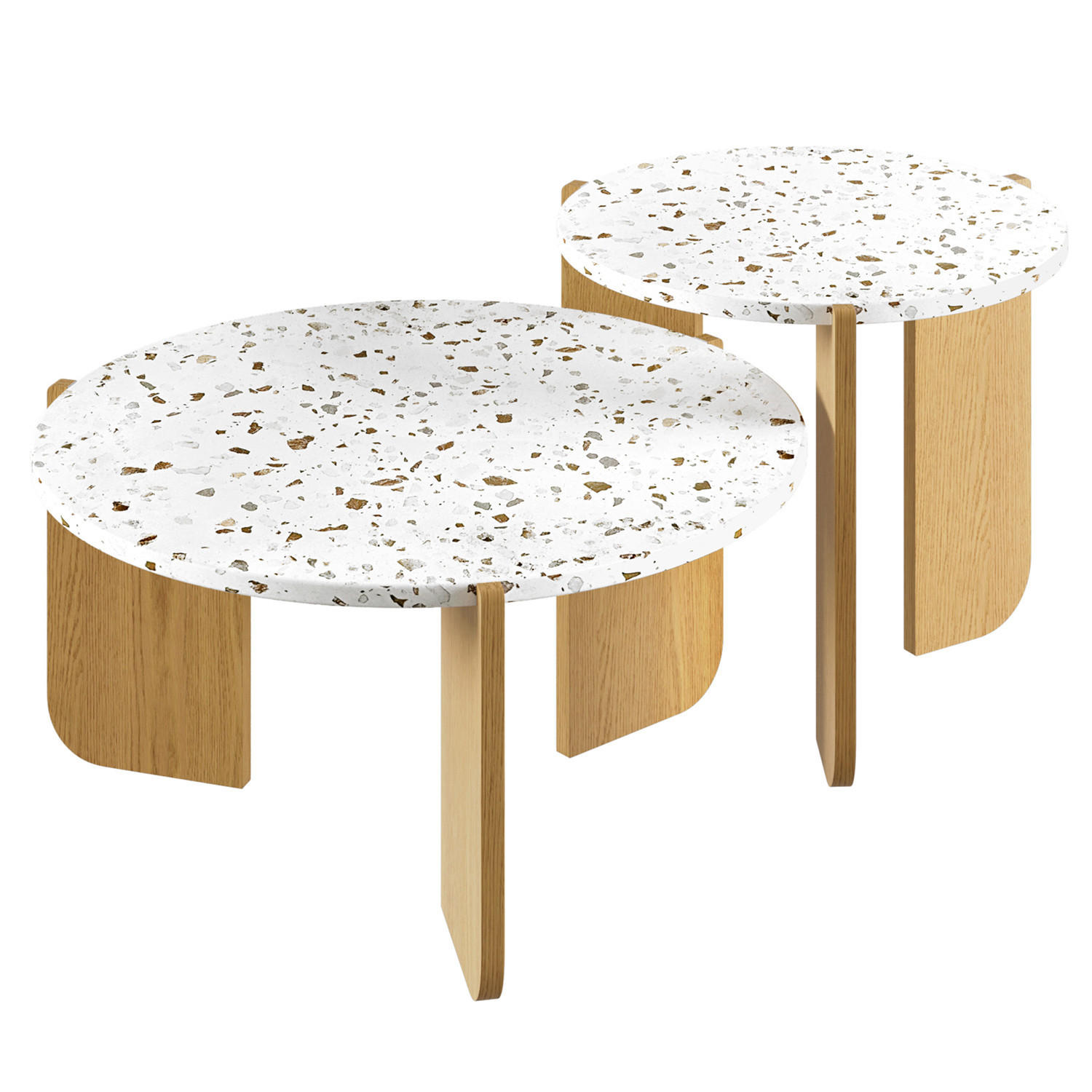 COUCHTISCH 2er Set modular Beistelltisch - Weiß, Holz (70/70/35cm) - Kaket