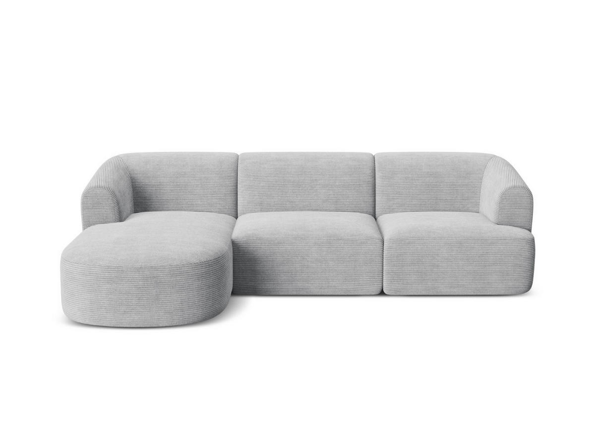 MODULARES-ECKSOFA links Campi aus Cord silber 4 Sitzplätze - Silberfarben, Textil (156/256cm) - Cosmopolitan Design