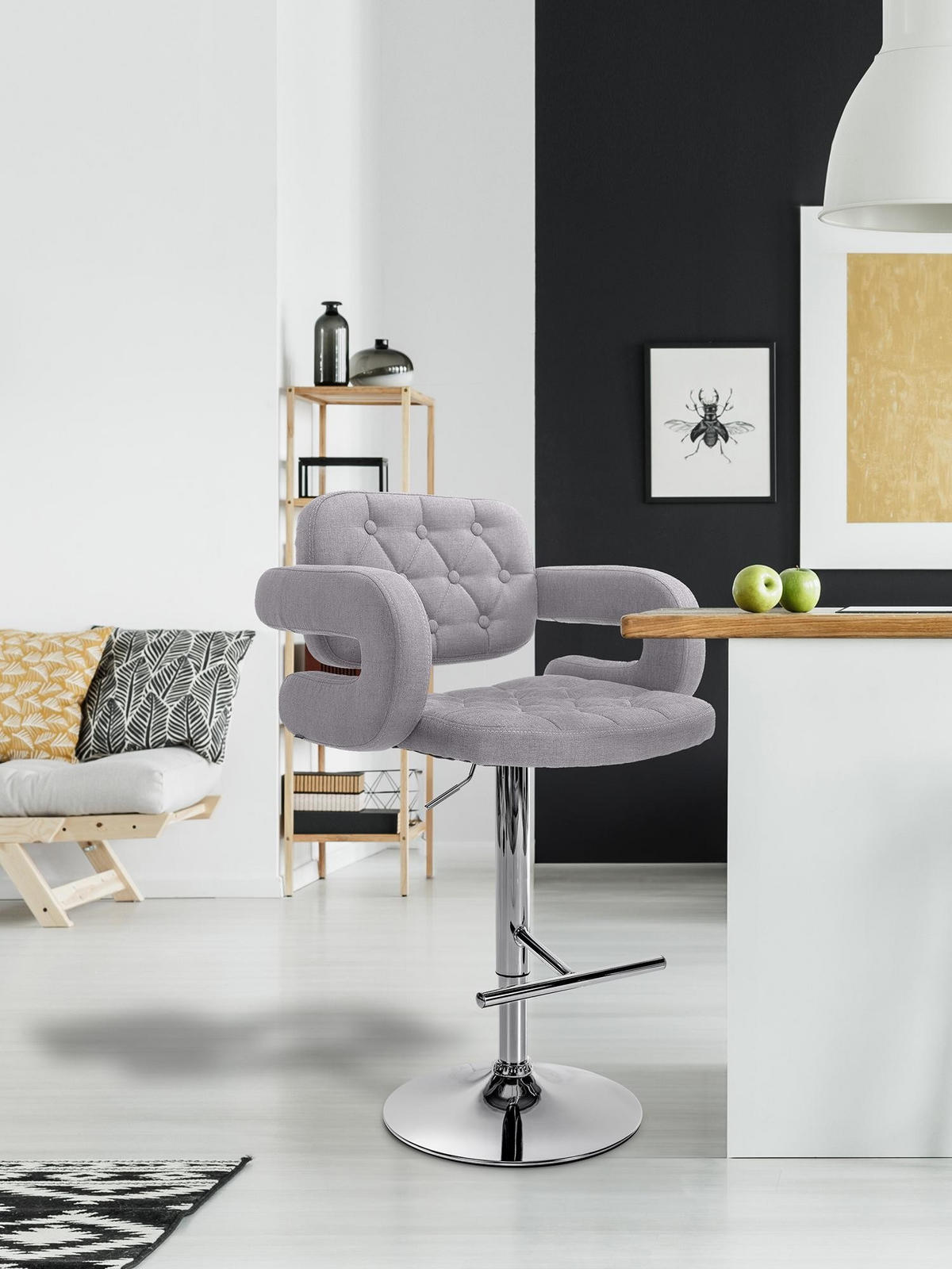 BARHOCKER Dublin 65-85 cm Grau - Grau, Textil (62/103/55cm) - furnicato