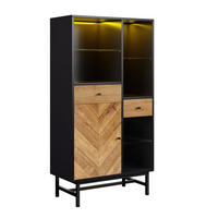 HIGHBOARD Schwarz und Holzoptik 80/40/150,5 cm - Schwarz, Holzwerkstoff (40/150.5/80cm) - Urban Meuble