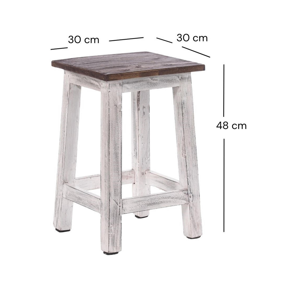 HOCKER MADERO Recyclingholz 05 weiß-natur - Multicolor, Karton (30/48/30cm) - DESIGN DELIGHTS
